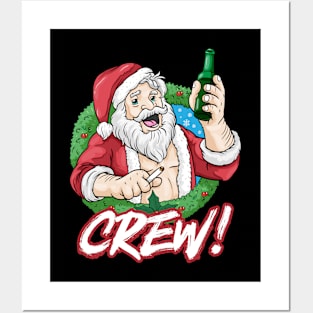 Santa Claus costume drinking Santa Party Crew Christmas Posters and Art